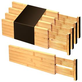 Utoplike bamboo drawer divider 4 inch high keeps utensils neatly separated.