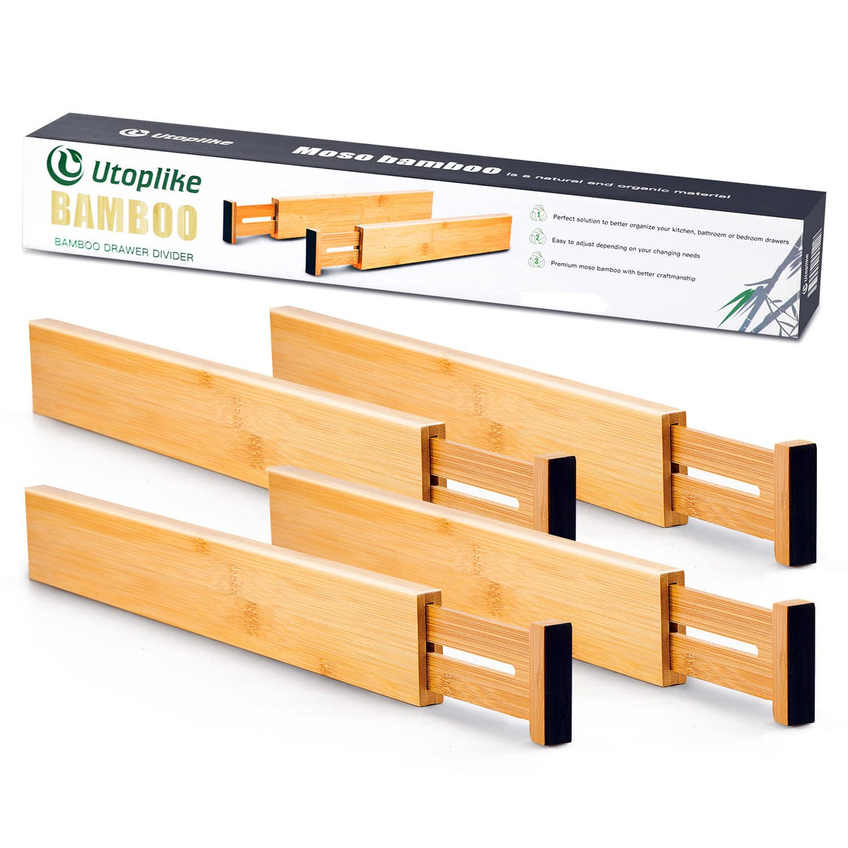 Utoplike bamboo drawer dividers in office desk drawer maximize supplies.