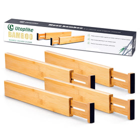 Utoplike bamboo drawer dividers in office desk drawer maximize supplies.