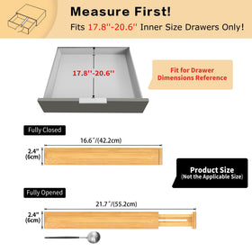 Utoplike bamboo divider extended-size in-drawer shows adjustable length for flexible fit.