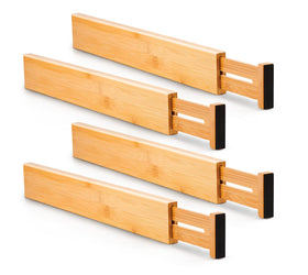 Utoplike bamboo drawer dividers front view for organized utensils.