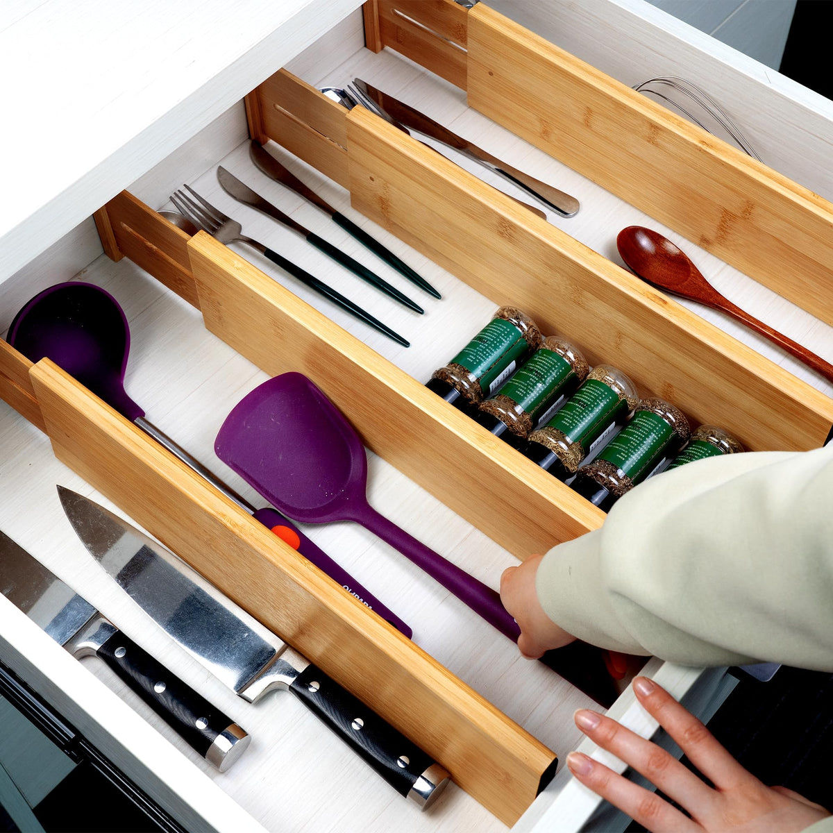 Utoplike dresser drawer organizer ideal for utensils, cosmetics, or small clothing items.