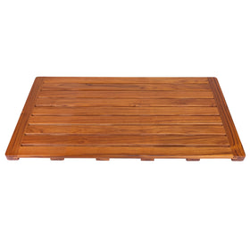 Utoplike teak bath mat top view shows large size for stable footing