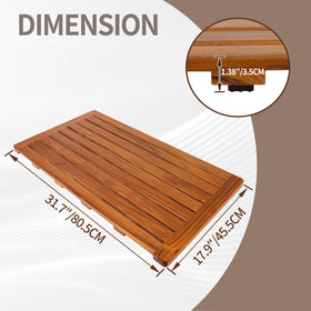 Utoplike teak bath mat anti-slip pads for secure showers