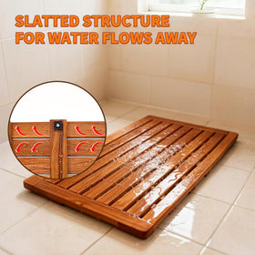Utoplike teak bath mat gift-ready packaging appeals to natural wood lovers