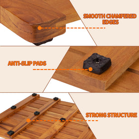 Utoplike teak bath mat suitable for indoor or outdoor use