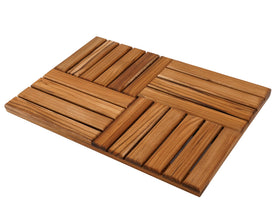 Utoplike teak bath mat close-up showing grain and non-slip surface for safety
