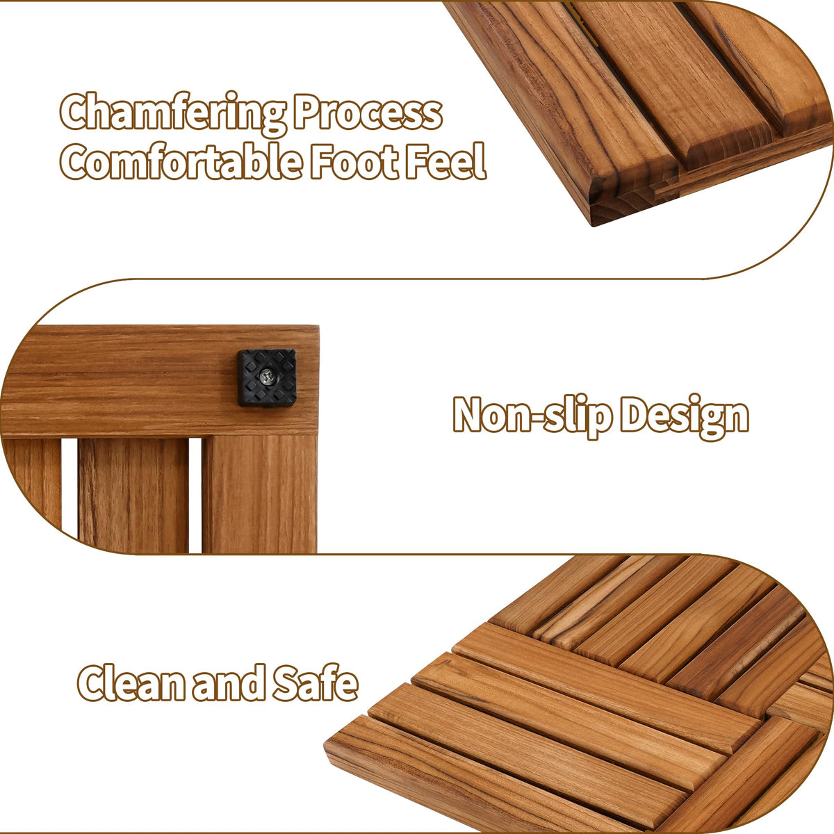 Utoplike teak bath mat outdoors demonstrates weather-ready durability