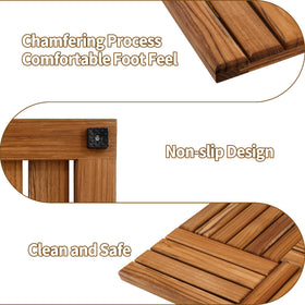 Utoplike teak bath mat outdoors demonstrates weather-ready durability