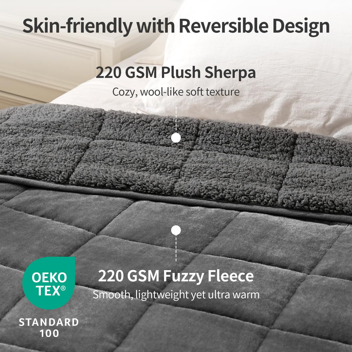 Uttermara 15 lb blanket shows bead-grid design for even pressure.