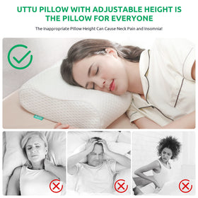 UTTU Cervical Pillow adjustable loft adapts to your sleeping position.