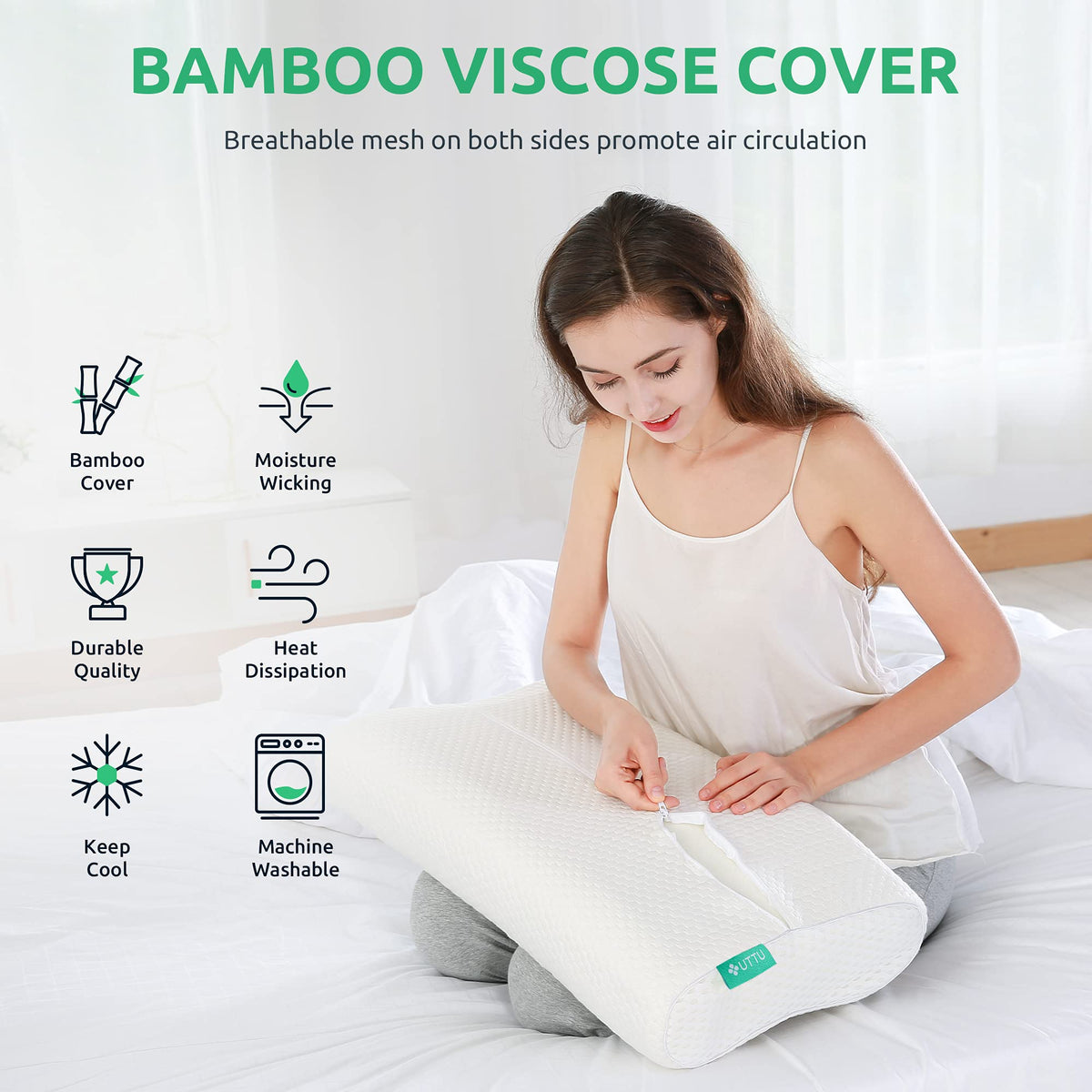 UTTU Cervical Pillow travel-ready with compact shape.
