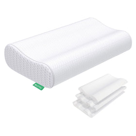 UTTU cervical pillow side view highlights ergonomic contour for targeted neck support.