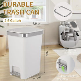 UUJOLY compact 2.6-gallon bin ideal for tight spaces and bathrooms.