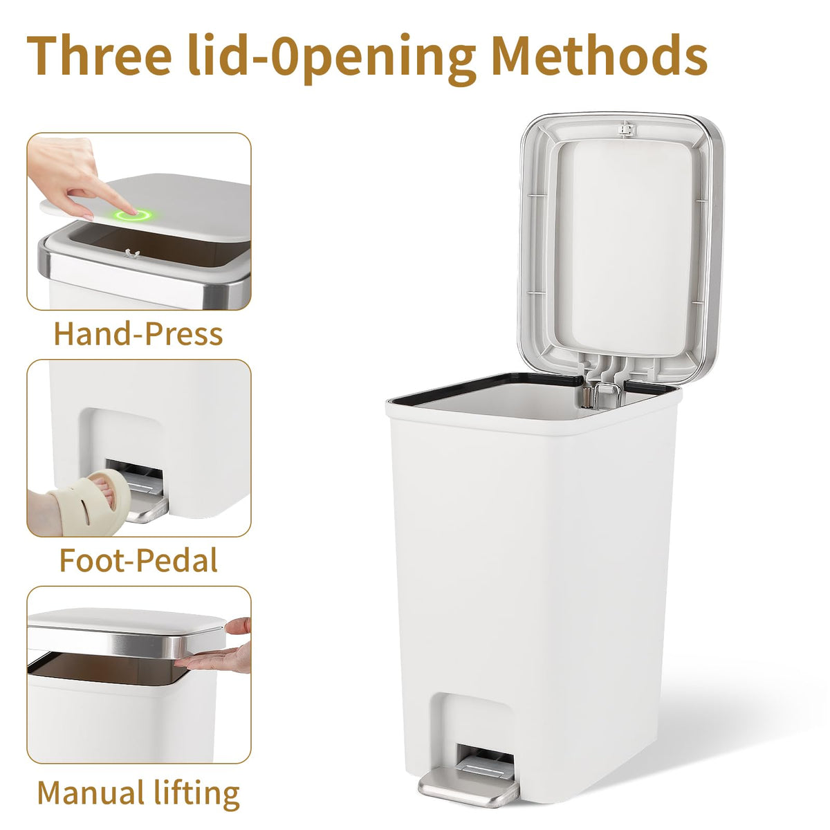 UUJOLY includes three rolls of bags for quick liner changes.