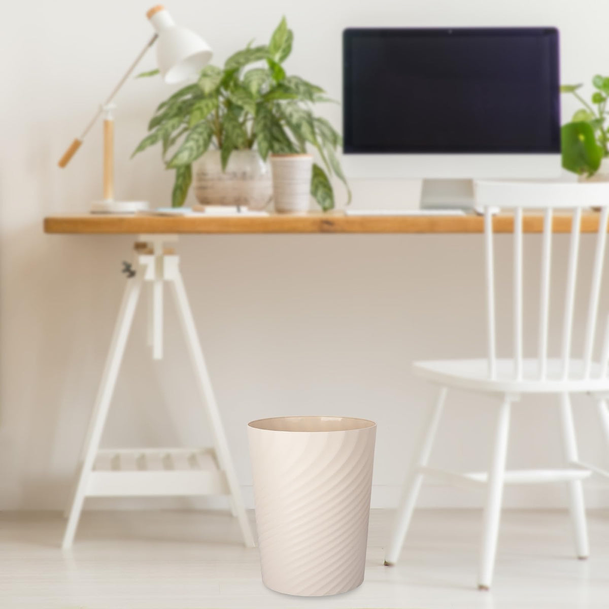 UUJOLY two-pack beige wastebasket ready for bathrooms or bedrooms