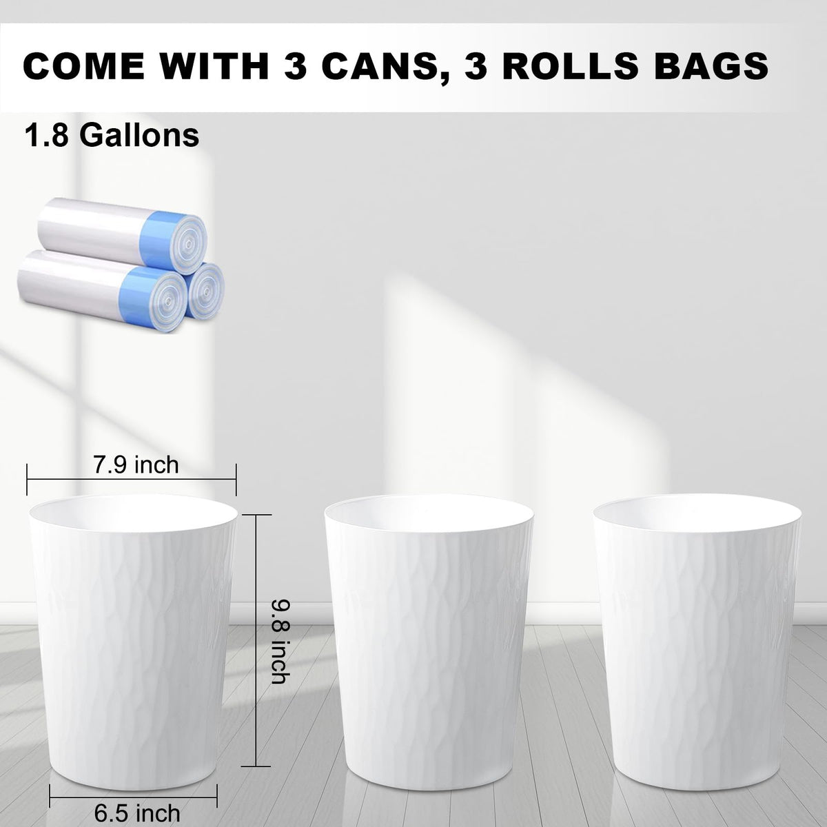 UUJOLY white round trash bin ideal for bathroom organization