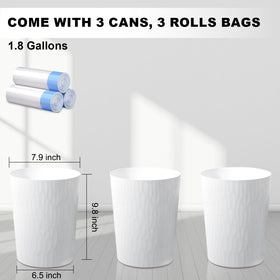 UUJOLY white round trash bin ideal for bathroom organization