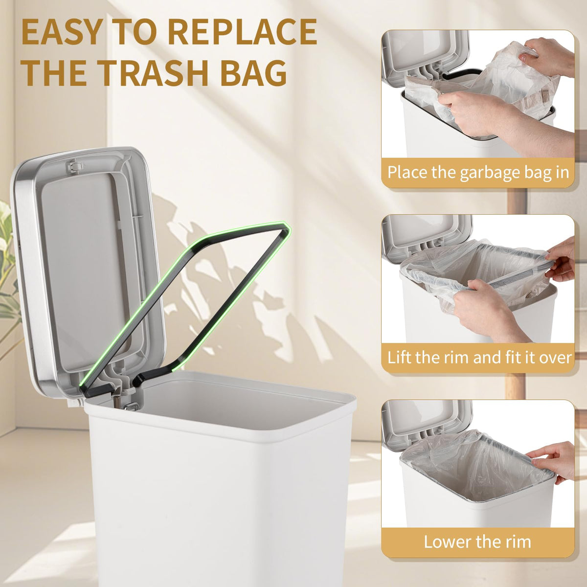 UUJOLY sturdy PP plastic with stainless steel pedal for durability.