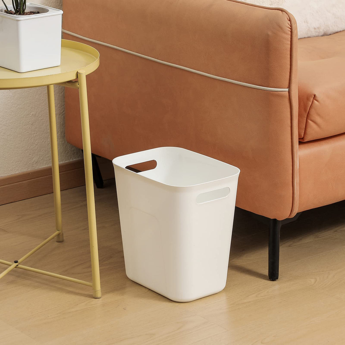 UUJOLY rectangular trash can side view highlighting clean white finish for modular spaces