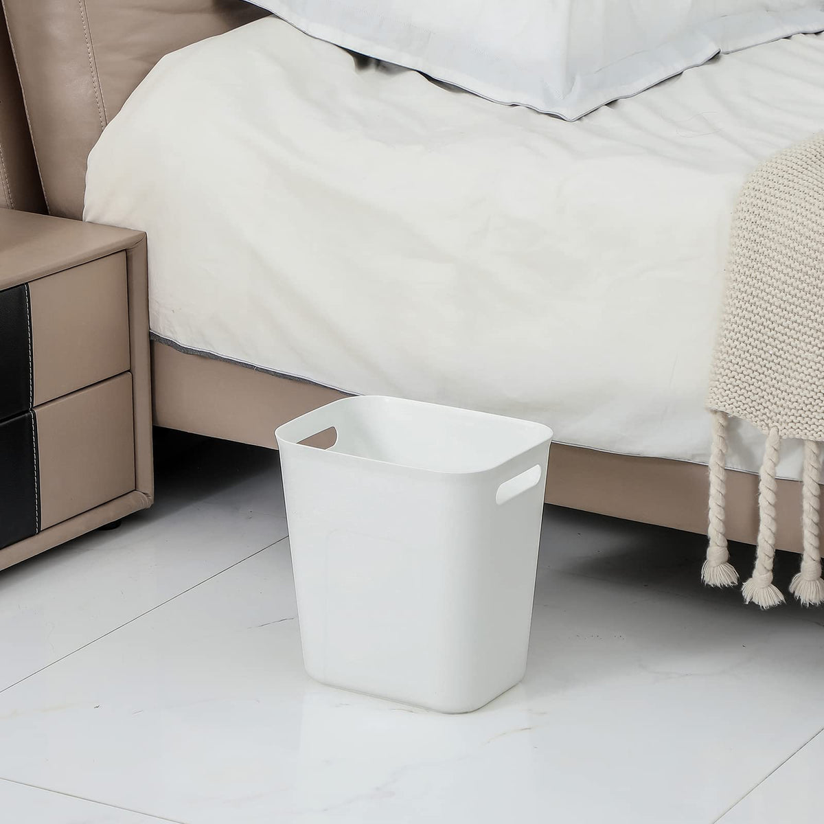UUJOLY rectangular trash can under sink fit demonstrating space efficiency in tight areas