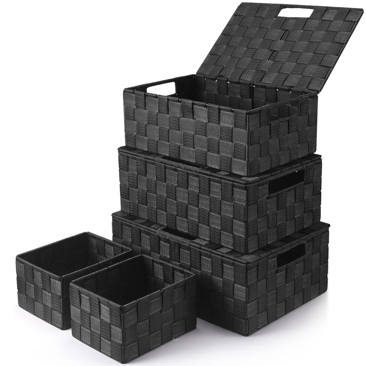 Uvellgift 5-pack baskets with lids for tidy storage