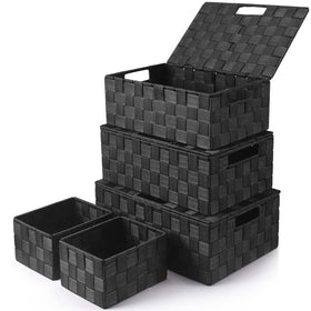 Uvellgift 5-pack baskets with lids for tidy storage