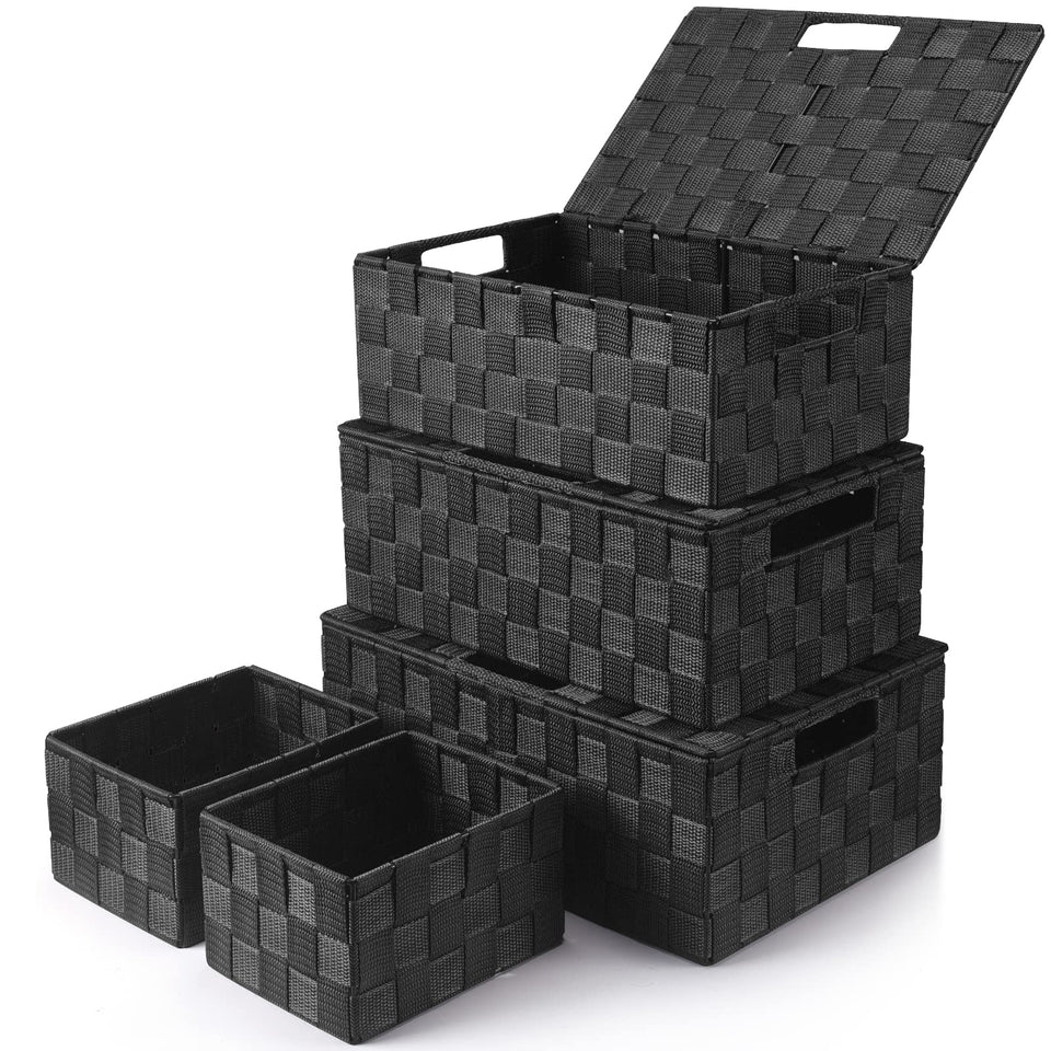 Uvellgift 5-pack baskets with lids for tidy storage