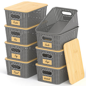 Uvellgift stackable storage basket 8pack overview for versatile decluttering in any room.