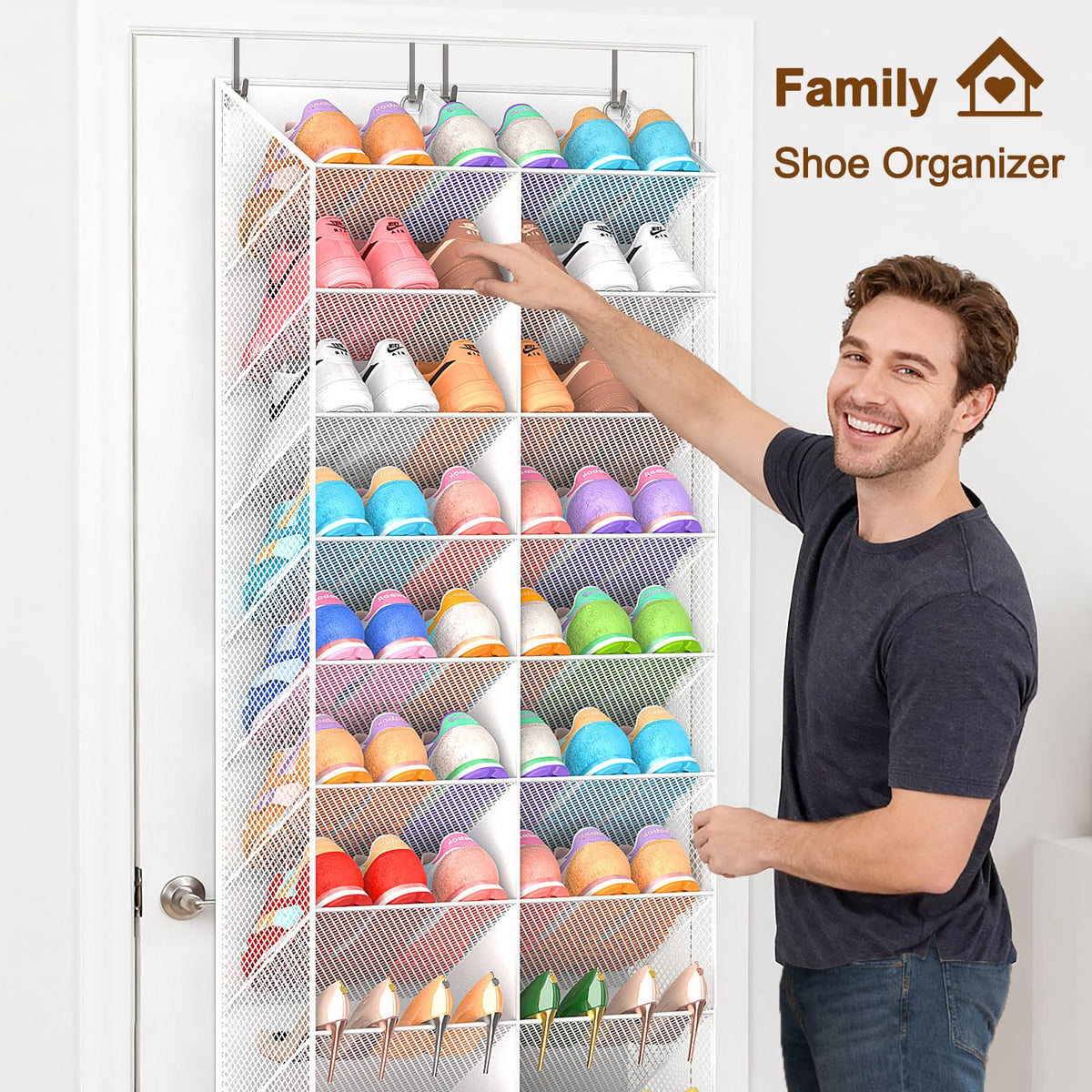 UVIAHOMI breathable mesh shoe rack with side window for quick access
