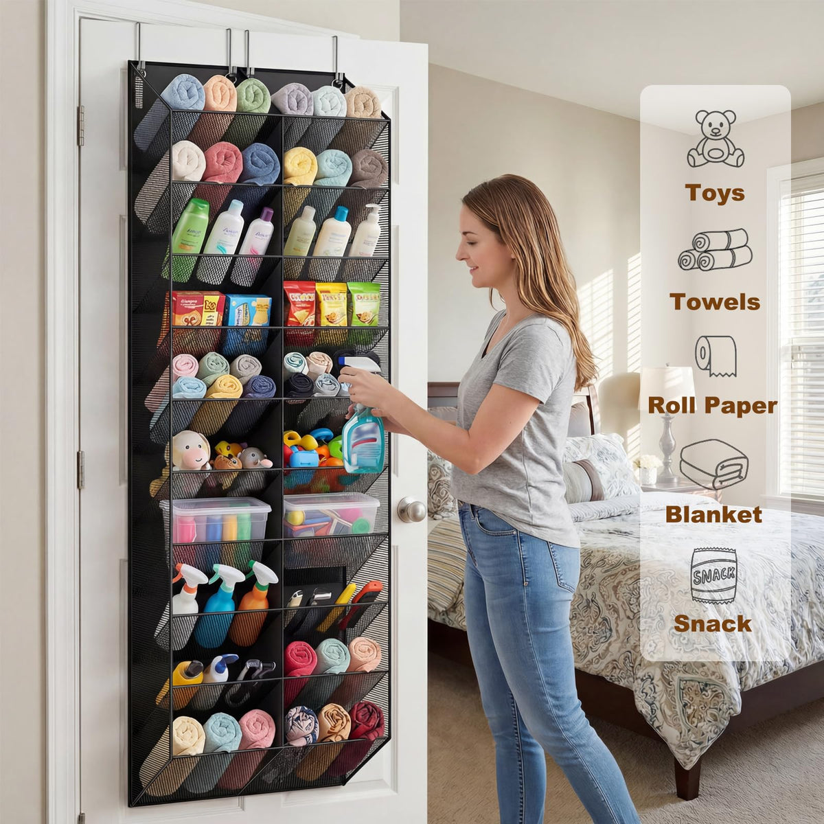UVIAHOMI door-frame friendly design fits most doors for flexible organization