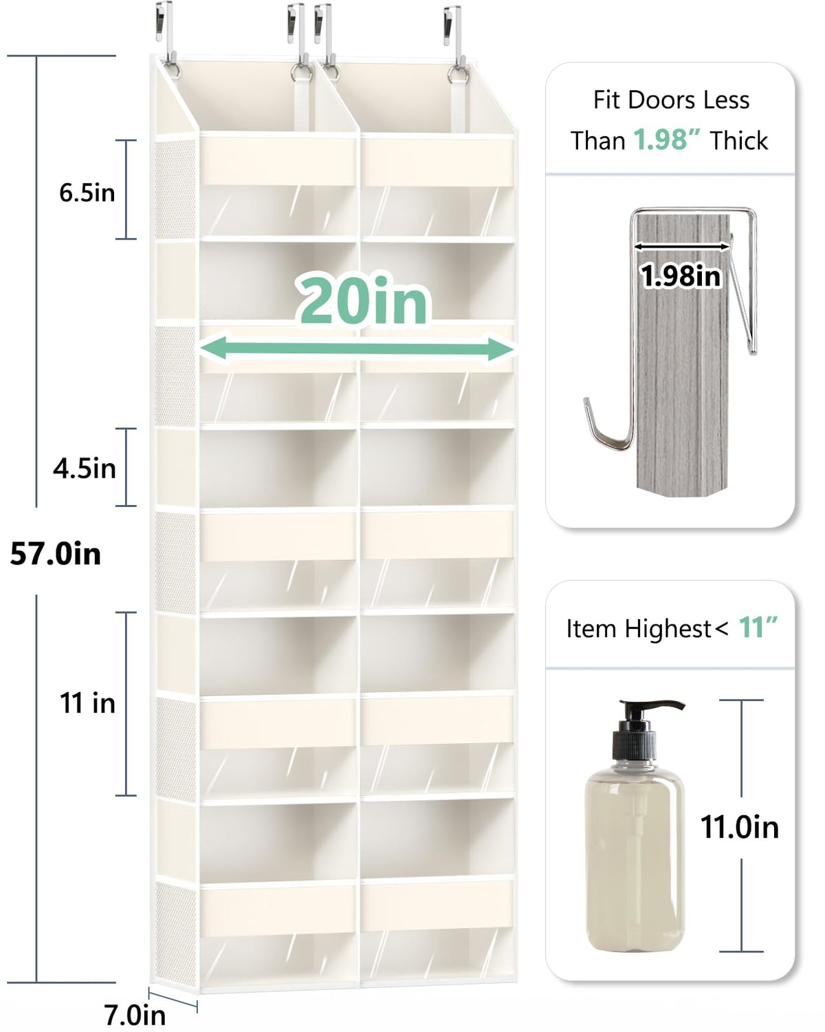 UVIAHOMI door storage with mesh side pockets keeps small items visible.