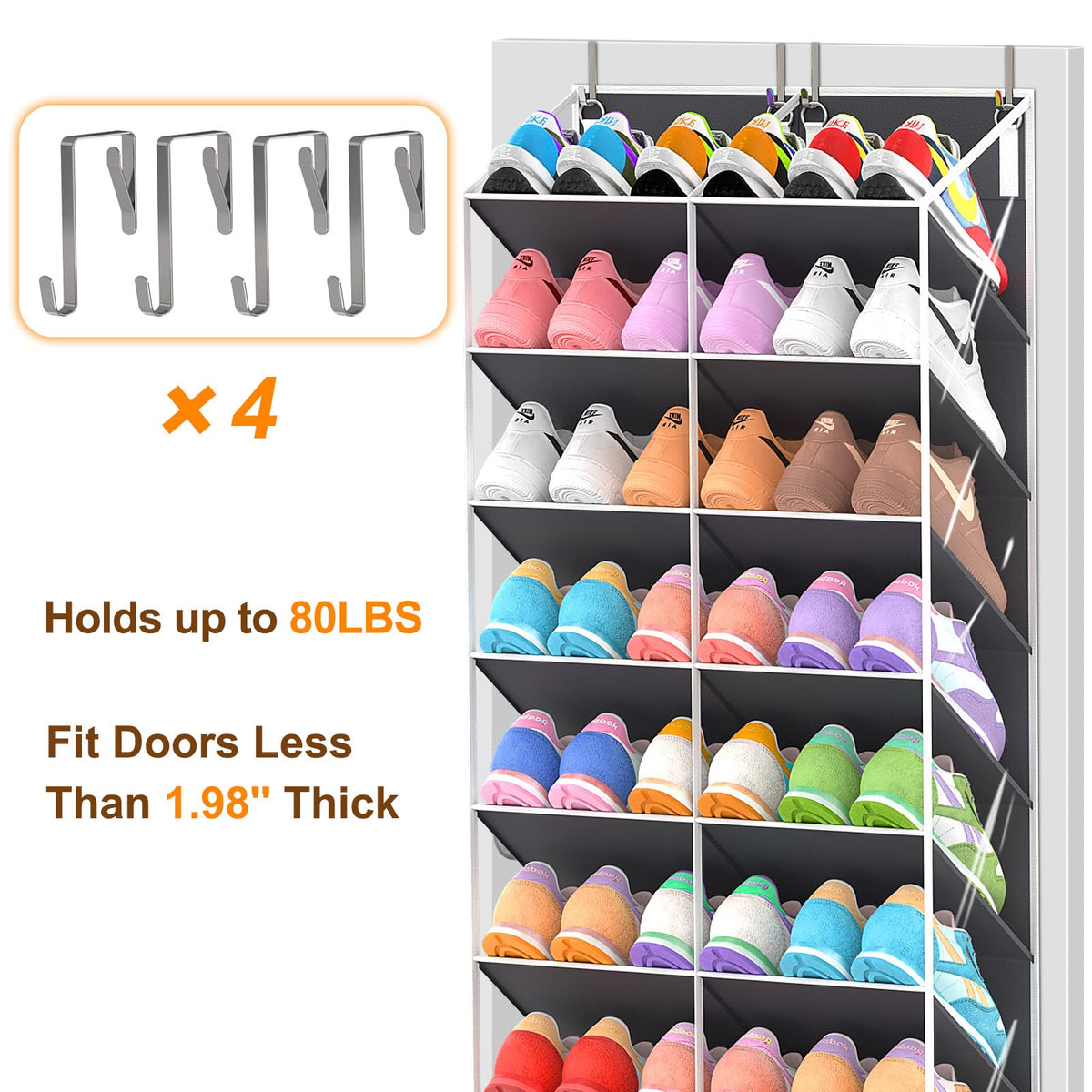 UVIAHOMI family shoe storage accommodates up to 30 pairs for the household.