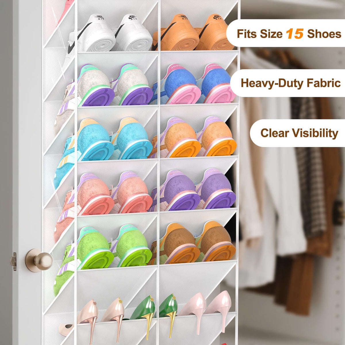 UVIAHOMI four metal hooks provide sturdy door mounting