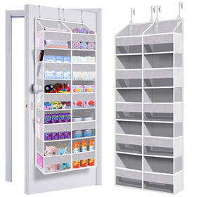 UVIAHOMI heavy duty over the door organizer with five front pockets maximizes closet storage.