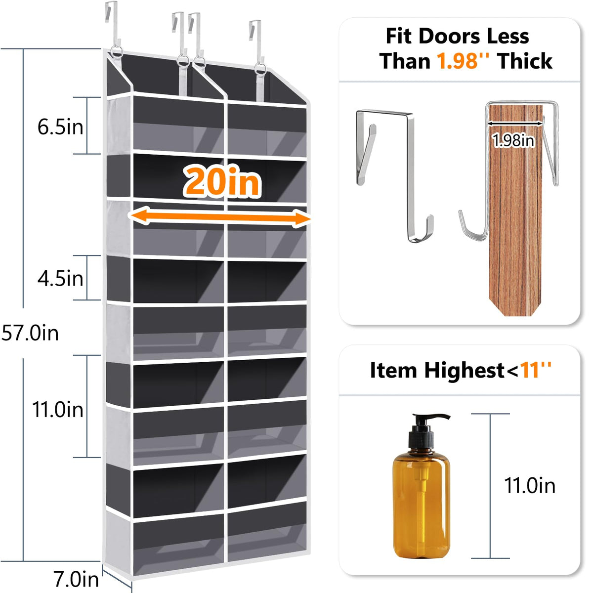 UVIAHOMI door organizer with side mesh pockets keeps items visible and accessible.