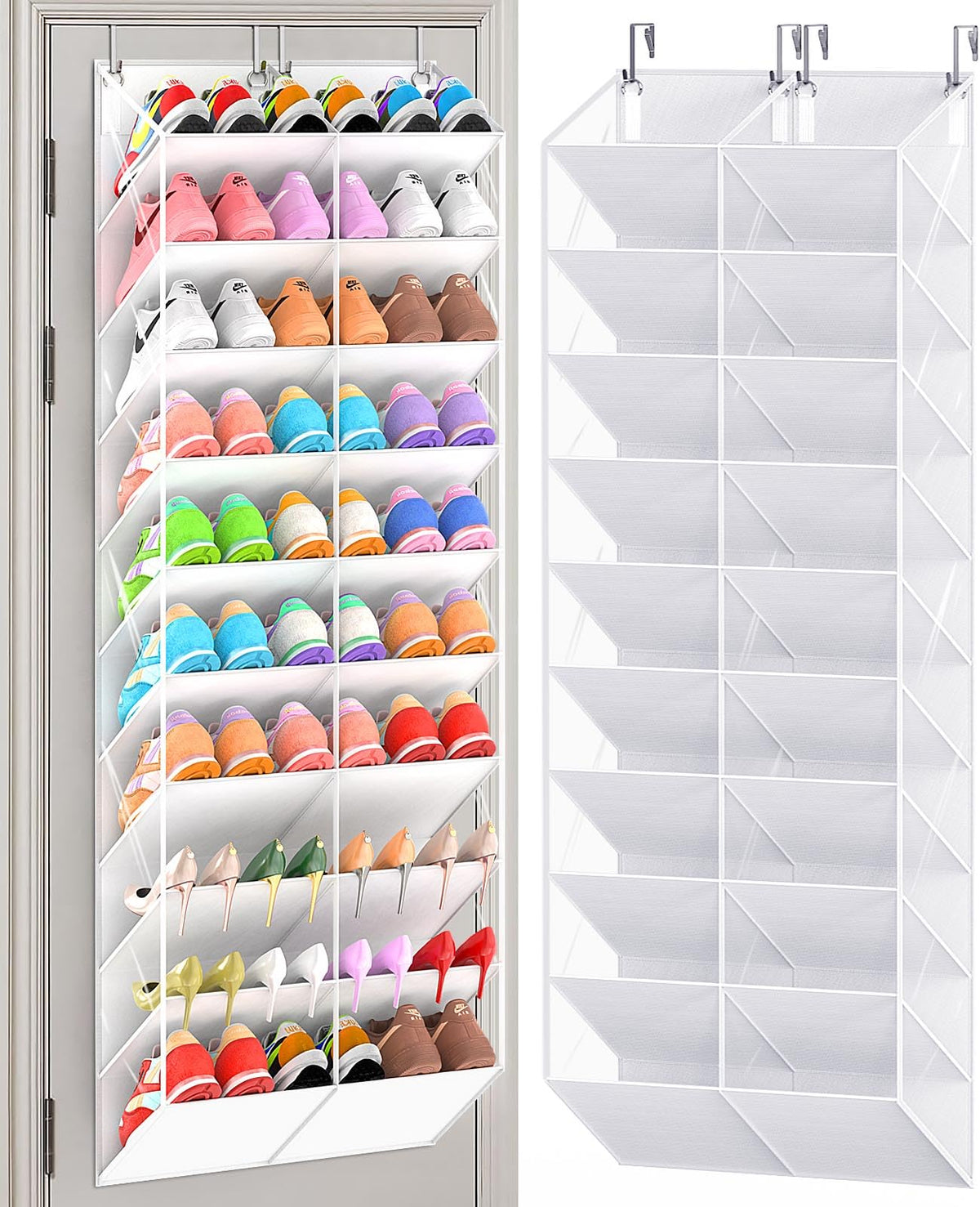UVIAHOMI over-the-door shoe organizer with clear pockets for quick access