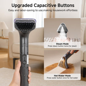 Uwant B400 2in1 steam brush heads reach crevices and upholstery.