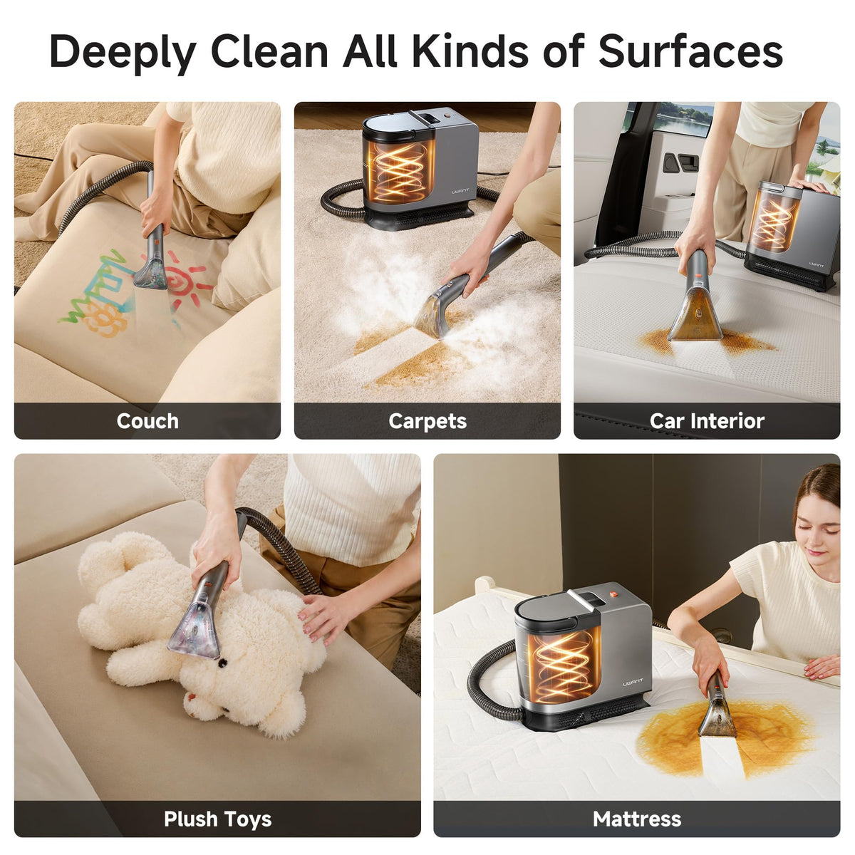Uwant B400 capacitive buttons reduce hand fatigue during cleaning.