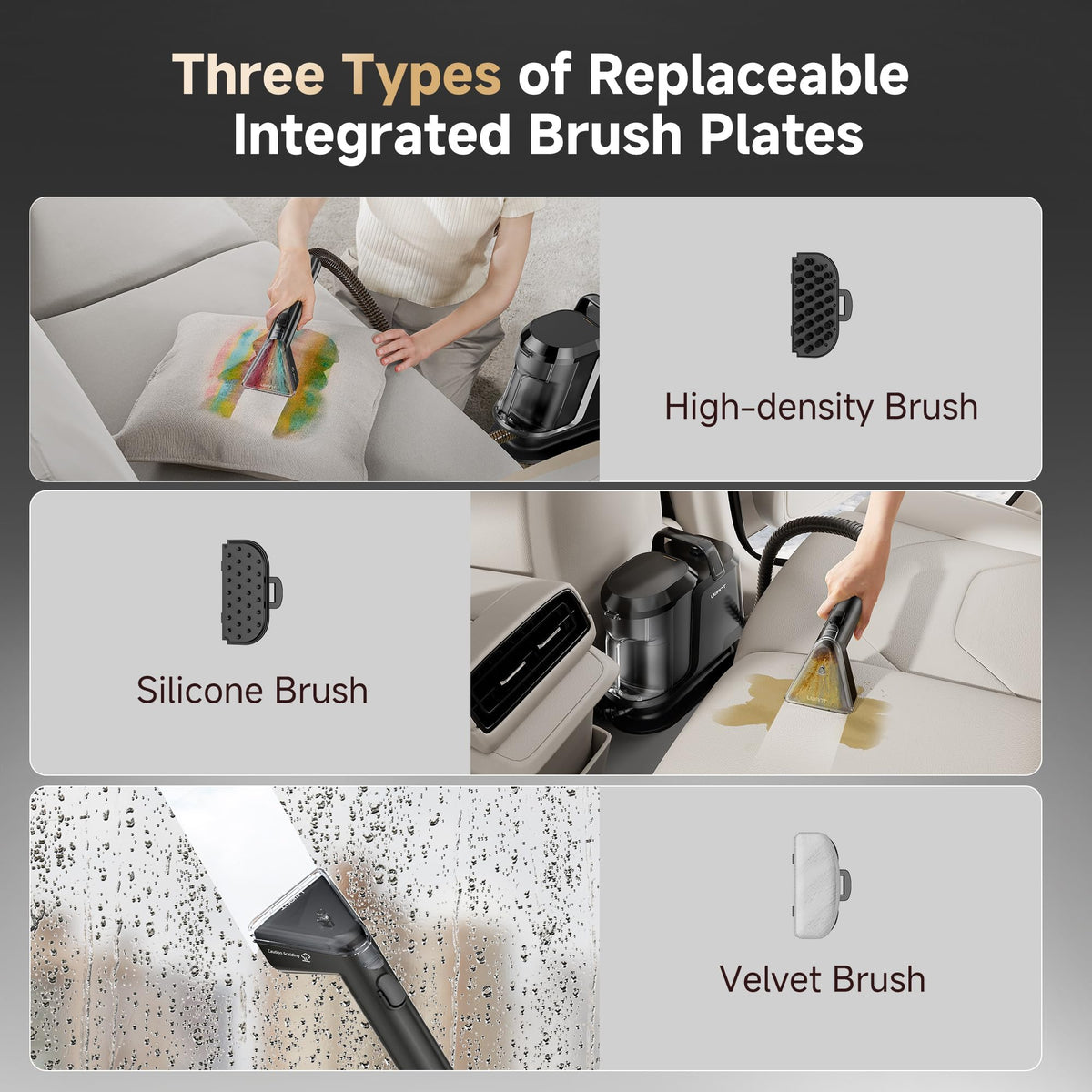 Uwant steam brush heads included for fabric cleaning tasks