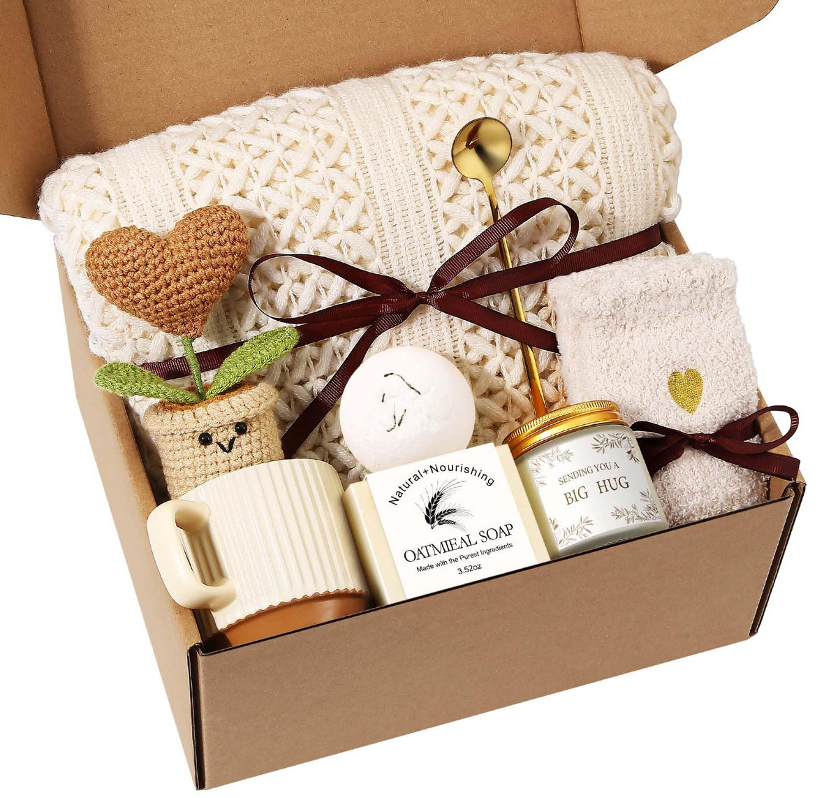 Uwingess cozy ivory knitted blanket for warm, comforting evenings.