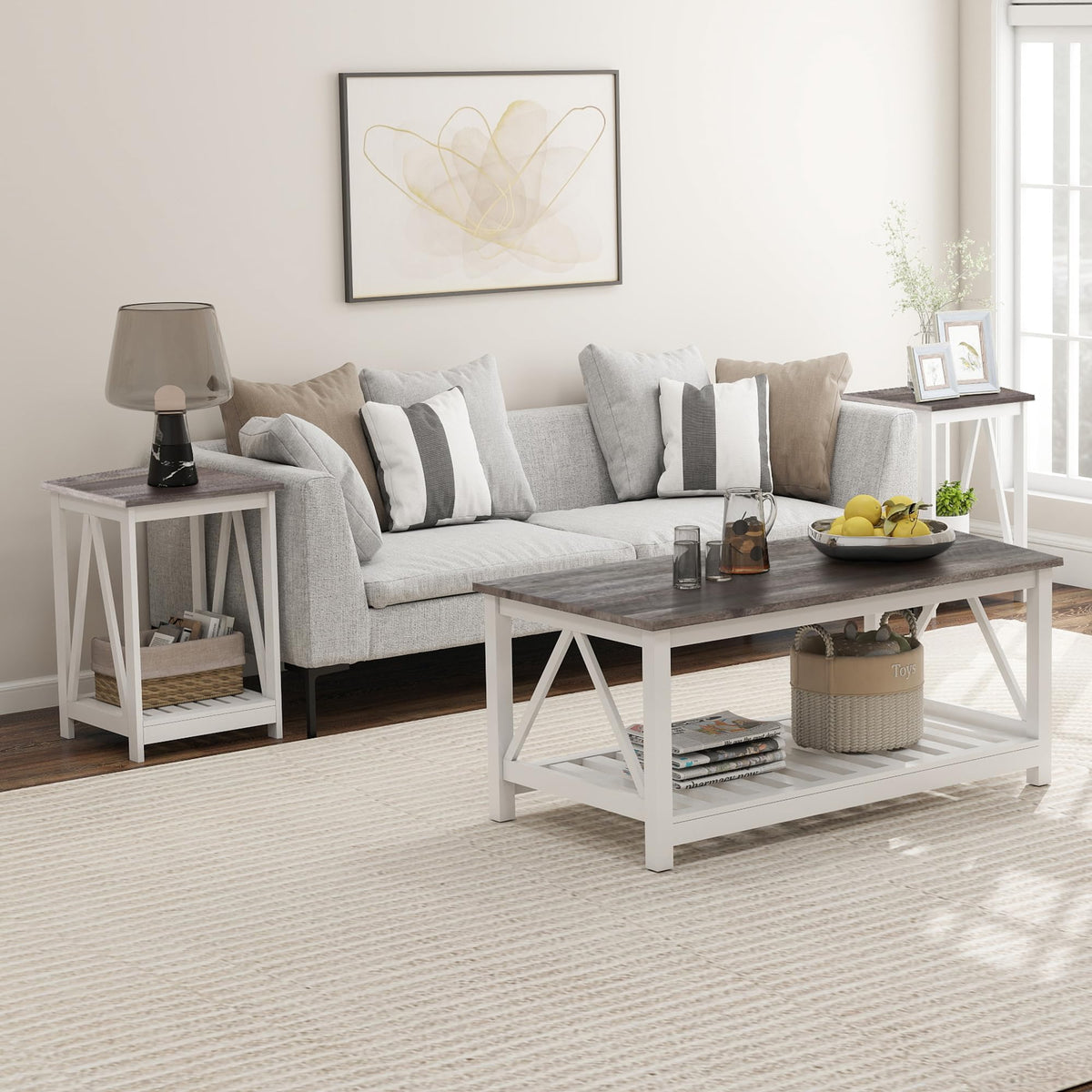 UYIHOME versatile end table works in living room or porch.