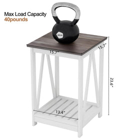 UYIHOME end table with slats open shelf storage, stylish storage for remotes and magazines.