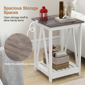 UYIHOME farmhouse end table open shelf design complements retro-modern decor.