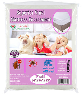 V Superior Extra Heavy 8G mattress protector with zippered encasement for full protection and easy cleaning.