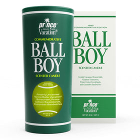 Vacation Ball Boy tennis candle side view showing long-lasting aroma for living spaces