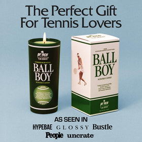 Vacation Ball Boy tennis candle tall glass vessel as an elegant centerpiece