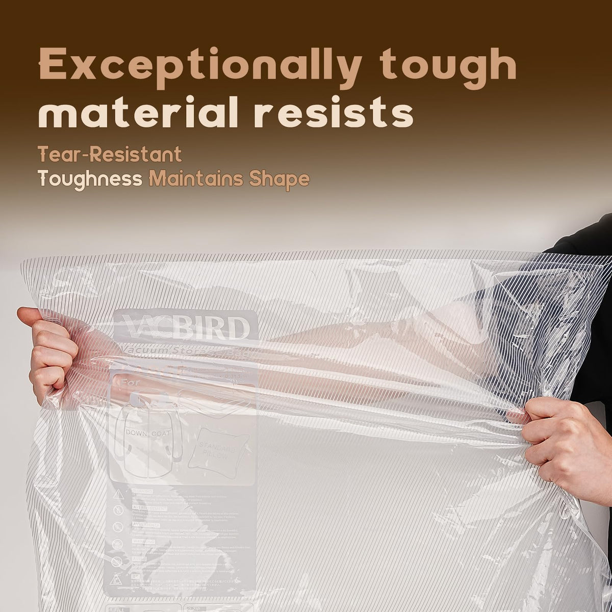 Vacbird 15 jumbo bags compact ergonomic design fits in luggage.