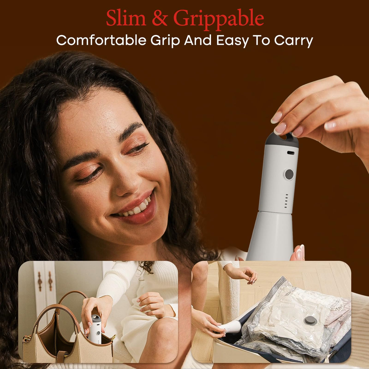 Vacbird ergonomic pump design fits comfortably in hand.