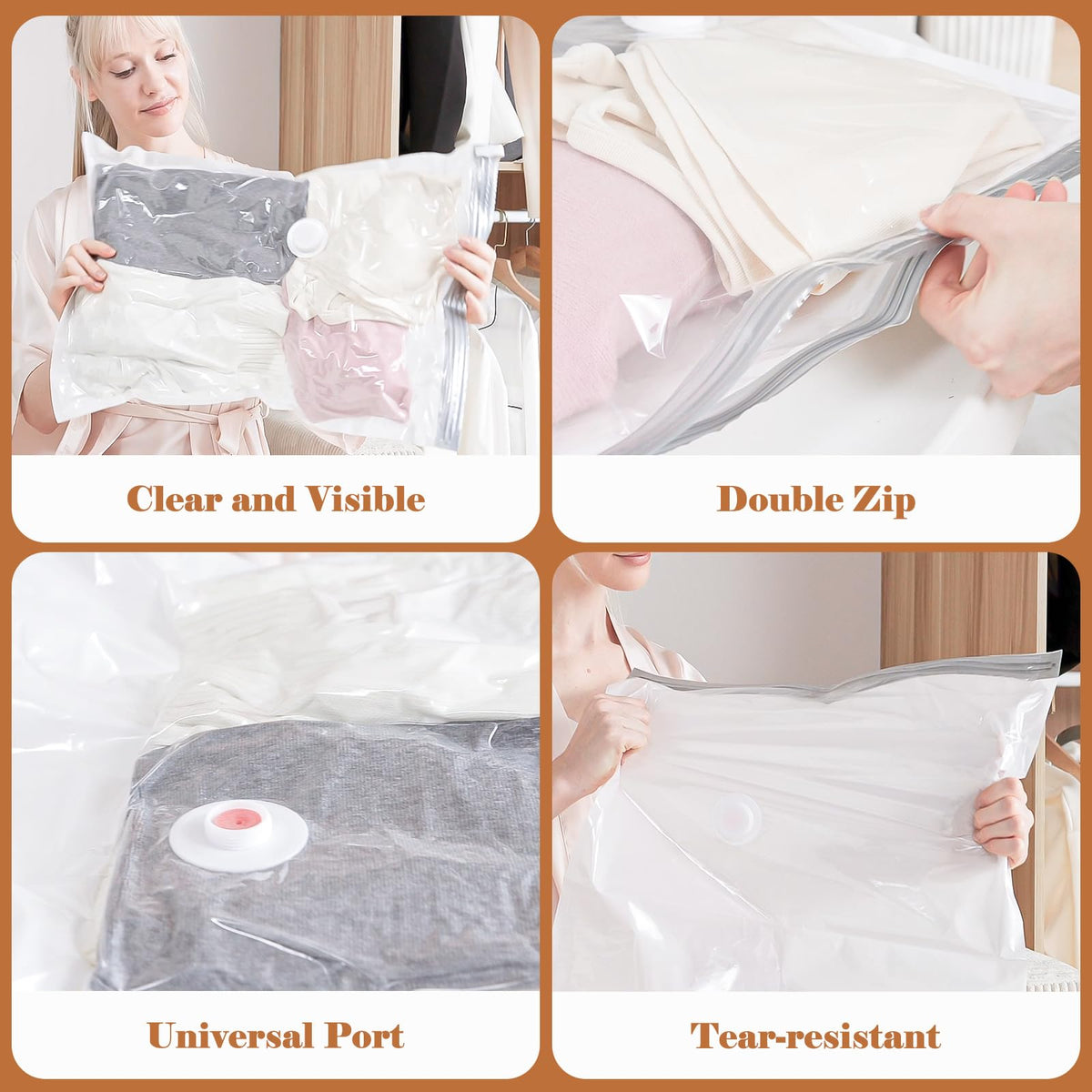 Vacbird four-sizes collection supports organizing clothes, bedding, and bulky items.